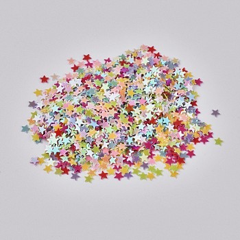 Ornament Accessories Plastic Paillette/Sequins Beads, No Hole/Undrilled Beads, Star, Mixed Color, 3x3x0.3mm, about 264705pcs/pound