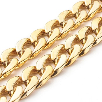 CCB Plastic Chains, Twisted Curb Chains, Oval, Gold, 18.5x13x4mm