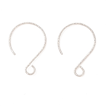 925 Sterling Silver Earring Hooks, Balloon Ear Wire with Loops, Silver, 24x16x0.5mm, Hole: 3mm, Pin: 0.5mm