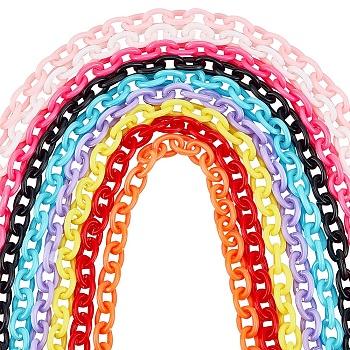 36 Strands 9 Colors ABS Plastic Cable Chains, Oval, Mixed Color, 14.96 inch~15.35 inch(38~39cm)/strand, 4strand/color