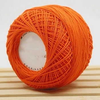 45g Cotton Size 8 Crochet Threads, Embroidery Floss, Yarn for Lace Hand Knitting, Orange Red, 1mm