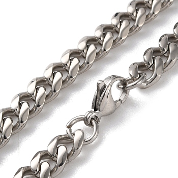 304 Stainless Steel Cuban Link Chain Necklaces for Men, Stainless Steel Color, 21.77 inch(55.3cm), link: 9x7x2mm