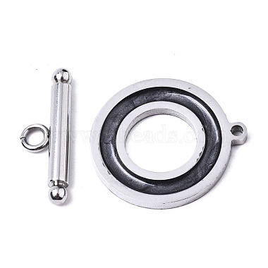 Stainless Steel Color Black Ring 304 Stainless Steel Toggle Clasps