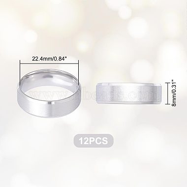 12piezas 201 anillo liso de acero inoxidable para hombres y mujeres(RJEW-UN0002-44B)-3