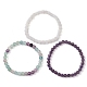 Bracelets extensibles en perles rondes en pierres mélangées naturelles de style 3pcs 3(BJEW-JB10178-05)-4