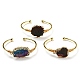 Dyed Natural Agate Irregular Druzy Nugget Open Cuff Bangle(BJEW-C028-01G)-2