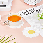 2Pcs PVC Coaster, Cup Mats, Daisy, White, 96x95x5mm(AJEW-LP0006-81D)