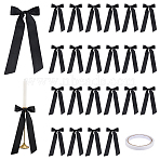 8Pcs Polyester Single Face Satin Ribbon Candle Holder Decoration, Bowknot, Black, 300x120mm(HJEW-PH02149)