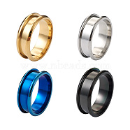 4Pcs 4 Colors Stainless Steel Grooved Finger Ring Settings, Ring Core Blank, for Inlay Ring Jewelry Making, Mixed Color, Size 9, 1pc/color(STAS-TA0002-14B)