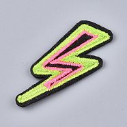 Computerized Embroidery Cloth Iron on/Sew on Patches, Costume Accessories, Lightning, Yellow Green, 45x20x1.5mm(DIY-L031-053)