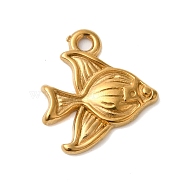 Ion Plating(IP) 304 Stainless Steel Pendants, Fish Charms, Real 18K Gold Plated, 18x16x2mm, Hole: 1.8mm(STAS-N103-31G)