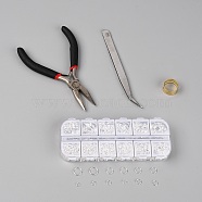 DIY Jewelry Making Accessories Set, Including Pliers, Tweezers, Easy Jump Ring Opener, Iron Open Jump Ring, Silver, 129x53x15.5mm(DIY-SZC0004-07A)