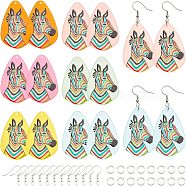 Nbeads DIY Dangle Earring Making Kits, Including 24Pcs 6 Colors Cellulose Acetate(Resin) Pendants, 24Pcs Iron Earring Hooks and 30Pcs Jump Rings, Mixed Color, Pendants: 42x28x2mm, Hole: 1.4mm, 4pcs/color(DIY-NB0005-33)