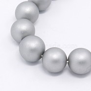 Round Shell Pearl Frosted Beads Strands, Light Grey, 12mm, Hole: 1mm, about 33pcs/strands, 15.7 inch(X-BSHE-I002-12mm-223)