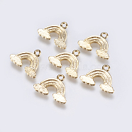 Brass Charms, Rainbow, Real 18K Gold Plated, 11x13.5x1mm, Hole: 1.5mm(KK-F740-43G)