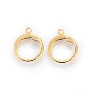 304 Stainless Steel Leverback Earring Findings, with Loop, Real 24K Gold Plated, 14.5x12.5x2mm, Hole: 1.2mm(STAS-I100-19G)