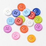 Lovely Four-hole Assorted Buttons, ABS Plastic Button, Mixed Color, about 15mm in diameter, hole: 2mm, about 400pcs/bag(NNA0VCV)