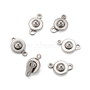 201 Stainless Steel Snap Clasps, Stainless Steel Color, 15.5x10x5mm, Hole: 1.5mm(X-STAS-K148-11)