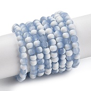 Frosted Crackle Glass Beads Strands, Rondelle, Light Steel Blue, 4.5x3.5mm, Hole: 0.8mm, about 222pcs/strand, 30.71''~31.10''(78~79cm)(GLAA-U001-4mm-M14)