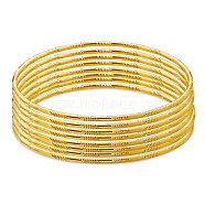 SHEGRACE Brass Buddhist Bangle Sets, Real 24K Gold Plated, 2-1/2 inch(6.2cm), 8pcs/set(JB632A)