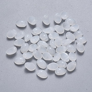 Spray Painted Imitation Jade Glass Charms, Oval, WhiteSmoke, 8.5x6x4.5mm, Hole: 1mm(GLAA-R211-05-J11)