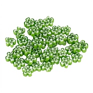 30Pcs Handmade Millefiori Glass Beads, Flower, Light Green, 6.4~9x3.2mm, Hole: 1mm, 30Pcs/Bag(LAMP-FS0001-01B)