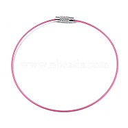 Steel Wire Bracelet Cord DIY Jewelry Making, with Brass Screw Clasp, Pearl Pink, 225x1mm(TWIR-TD001-03)