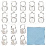 925 Sterling Silver Bead Tips, Calotte Ends, Clamshell Knot Cover, Round, with 925 Stamp, Silver, 7.5x4.5mm, Hole: 2mm, 20Pcs/box(FIND-BC0005-44A)