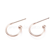 304 Stainless Steel Earring Hooks, Rose Gold, 12.5x18.5x2.5mm, Pin: 0.8mm(X-STAS-K211-01RG)