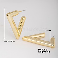 Fashionable Cute Triangle Earrings for Hot Personalized Matching, Golden, 39.7x30.1mm(WX1077-3)