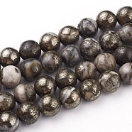 Natural Pyrite Beads Strands, Round, 8mm, Hole: 0.6mm, about 49pcs/strand, 15.75 inch(40cm)(X-G-G839-01-8mm)