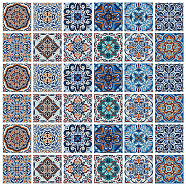 Waterproof PVC Tile Stickers, for Kitchen Bathroom Waterprrof Wall Tiles, Square with Flower Pattern, Colorful, 100x100mm, 12 style, 3pcs/style, 36pcs/set(DIY-WH0454-009)
