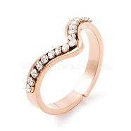 304 Stainless Steel Finger Ring for Women, with Cubic Zirconia, Rose Gold, 11mm, US Size 6~9(16.5~18.9mm)(RJEW-C086-12-RG)