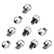 304 Stainless Steel European Beads, Skull, Large Hole Beads, Antique Silver, 16x11x12.5mm, Hole: 5mm(STAS-A032-072AS)
