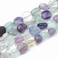 Natural Fluorite Beads Strands, Oval, 5~15x4~10x2~6mm, Hole: 1mm, about 40~60pcs/strand, 15.7 inch(G-S331-6x8-007)