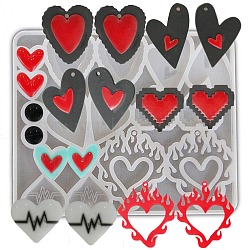 DIY Heart Theme Pendant Silicone Molds, Resin Casting Molds, for UV Resin, Epoxy Resin Jewelry Making, White, 122x147x5.5mm, Hole: 2.5mm, Inner Diameter: 12~42.5x12~28.5mm(DIY-E065-06)