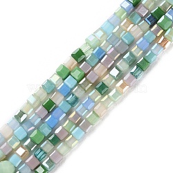 Electroplate Glass Beads Strands, Square, Colorful, 2.5x2.5x2.5mm, Hole: 0.7mm, about 180~182pcs/strand, 16.93''~17.13''(43~43.5cm)(GLAA-P056-02B)