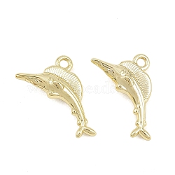 Alloy Pendants, Marine Animals Charms, Long-Lasting Plated, Rack Plating, Golden, Sailfish, 13x23x5mm, Hole: 1.9mm(AL-CBA1FD3-25G-02)