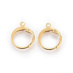 304 Stainless Steel Leverback Earring Findings, with Loop, Real 24K Gold Plated, 14.5x12.5x2mm, Hole: 1.2mm(STAS-I100-19G)