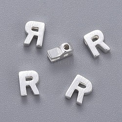 Brass Charms, Letter, Letter.R, 5.5x4.5x2mm, Hole: 1mm(KK-P081-R-S)