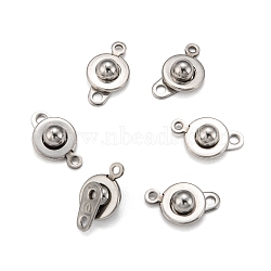 201 Stainless Steel Snap Clasps, Stainless Steel Color, 15.5x9x5mm, Hole: 1.5mm(X-STAS-K148-11)