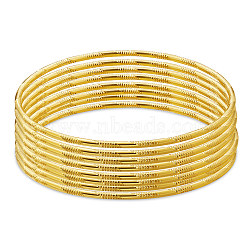 SHEGRACE Brass Buddhist Bangle Sets, Real 24K Gold Plated, 2-1/2 inch(6.2cm), 8pcs/set(JB632A)