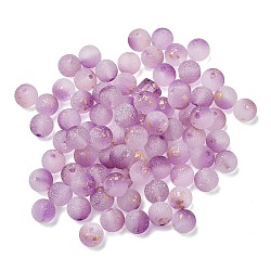 Frosted Transparent Glass Beads, Round, with Gold Foil, Gradient Color, Plum, 8.5mm, Hole: 1.6mm, about 1369pcs/1000g(GLAA-A045-04E)