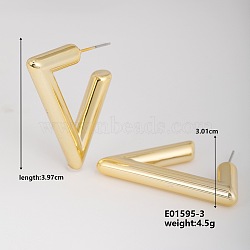 Fashionable Cute Triangle Earrings for Hot Personalized Matching, Golden, 39.7x30.1mm(WX1077-3)