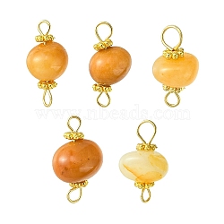 Natural Topaz Jade Connector Charms, Nuggets Links with Golden Plated Alloy Daisy Spacer Beads, 17.5~19x8.5~12x7.5~10mm, Hole: 1.6~3.5mm(PALLOY-YW0001-55)