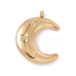 Ion Plating(IP) 304 Stainless Steel Pendants, Double Horn/Crescent Moon with Star, Golden, 22.5x17.5x4mm, Hole: 1.5mm(X-STAS-E173-01G)