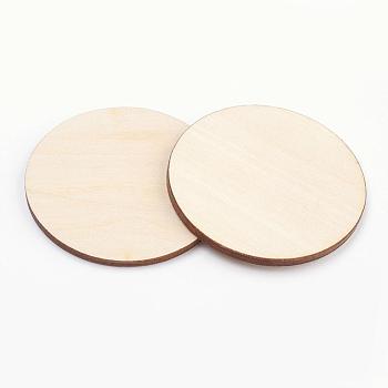 Wood Cabochons, Flat Round, BurlyWood, 50x3mm