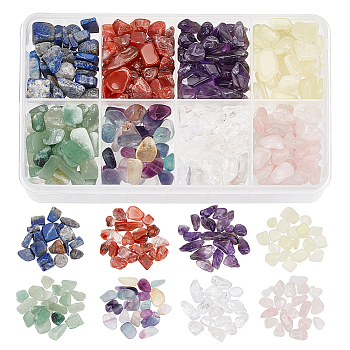 185Pcs 8 Styles Natural Mixed Gemstone Beads, No Hole/Undrilled, Nuggets, Tumbled Stone, Vase Filler Gems, Mixed Dyed and Undyed, 7~25x3~10X2~8mm
