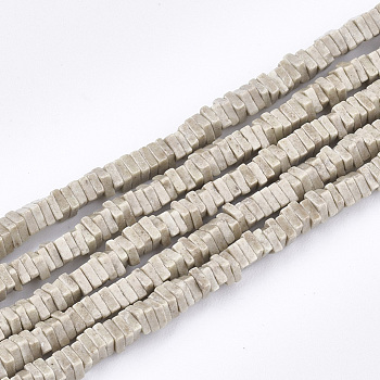 Natural Agate Beads Strands, Dyed, Square Heishi Beads, Thin Slice Beads, Antique White, 2~2.5x2~2.5x1mm, Hole: 1mm, about 391~448pcs/strand, 15.7 inch