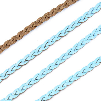 Braided PU Leather Cords, for Bracelet Necklace Jewelry Making, Light Sky Blue, 5x2mm, about 54.68 yards(50m)/bundle